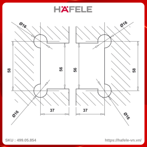 Bản Lề Kính - Kính 180º Hafele 499.05.854