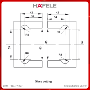 Bản Lề Kính - Kính 90º Màu Đen Hafele 981.77.907