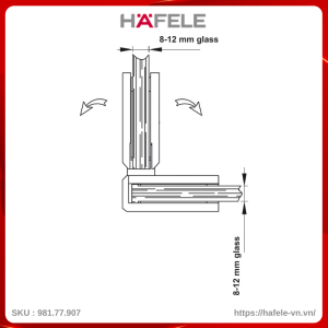 Bản Lề Kính - Kính 90º Màu Đen Hafele 981.77.907