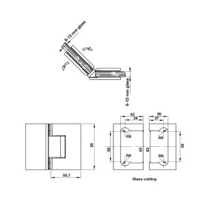 Bản Lề Kính - Kính 90º Màu Đen Hafele 981.77.907