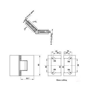 Bản Lề Phòng Tắm Kính 135º Hafele 981.77.904