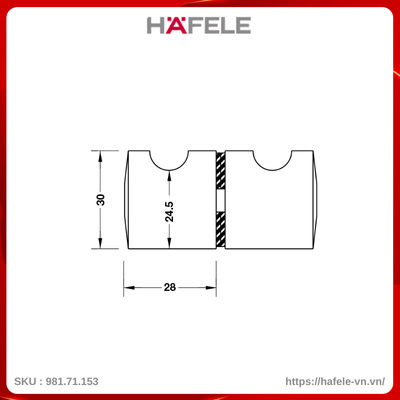 Tay Nắm Cho Cửa Kính Màu Đen Hafele 981.71.153