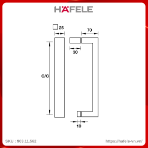 Tay Nắm Kéo Phòng Tắm Kính C/C 500mm Hafele 903.11.562