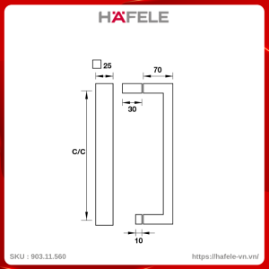 Tay Nắm Kéo Phòng Tắm Kính C/C 450mm Hafele 903.11.560