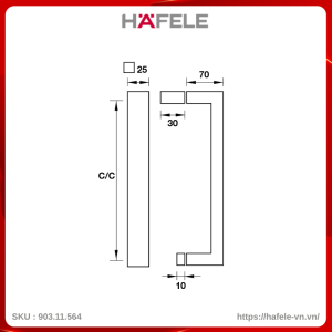 Tay Nắm Kéo Phòng Tắm Kính C/C 550mm Hafele 903.11.564