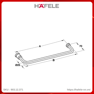 Tay Nắm Phòng Tắm Kính 450mm Hafele 903.12.371