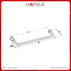 Tay Nắm Phòng Tắm Kính 500mm Hafele 903.12.363