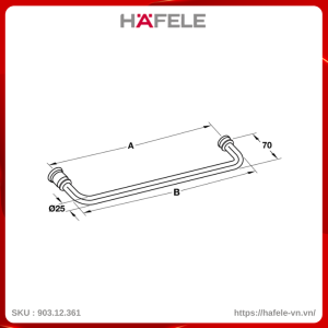 Tay Nắm Phòng Tắm Kính 450mm Hafele 903.12.361