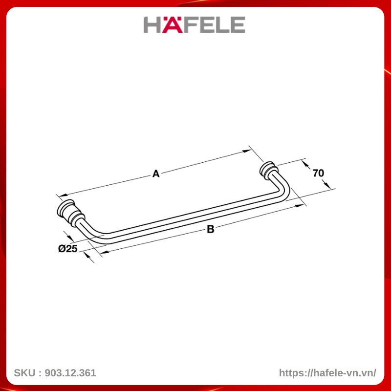 Tay Nắm Phòng Tắm Kính 450mm Hafele 903.12.361