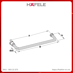 Tay Nắm Phòng Tắm Kính 500mm Hafele 903.12.373