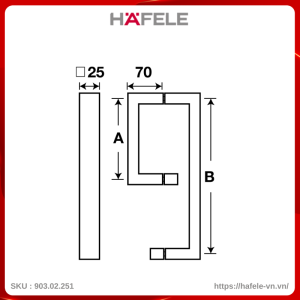 Tay Nắm Phòng Tắm Kính C/C 300 X 500mm Hafele 903.02.251
