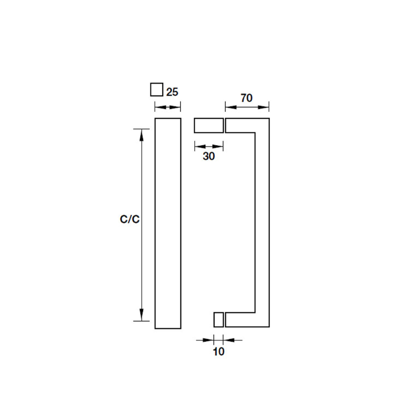 Tay Nắm Phòng Tắm Kính C/C 450mm Hafele 903.04.161