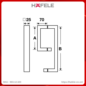 Tay Nắm Phòng Tắm Kính C/C300x500mm Hafele 903.12.323