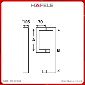 Tay Nắm Phòng Tắm Kính C/C 200 x 450mm Hafele 903.02.250