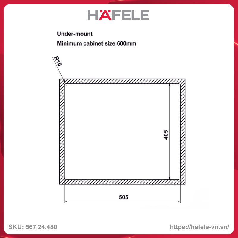 Chậu Rửa Chén Bát Inox WF R10 HS25-SSN1S-540 Hafele 567.24.480 - Ảnh 5