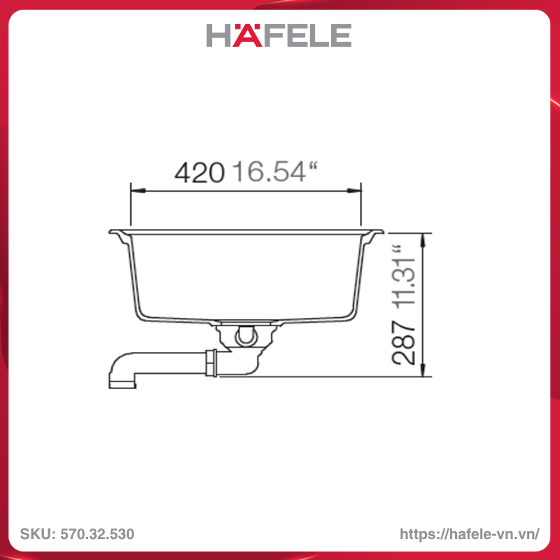 Chậu Rửa Chén Đá HS20-GED1S60 Hafele 570.32.530 - Ảnh 4