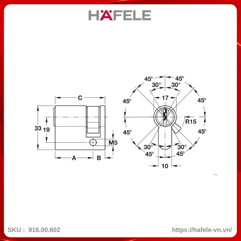 ruot-khoa-1-dau-chia-415mm-hafele-91600602