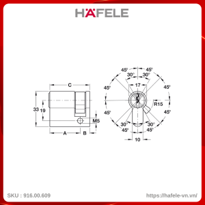 ruot-khoa-1-dau-chia-605mm-hafele-91600609