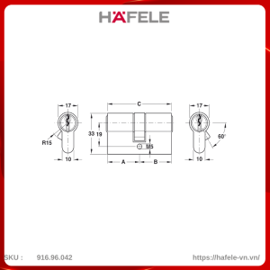 ruot-khoa-2-dau-chia-100mm-hafele-91696042