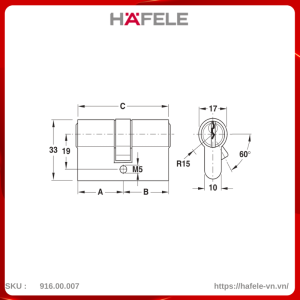 ruot-khoa-2-dau-chia-63mm-hafele-91600007