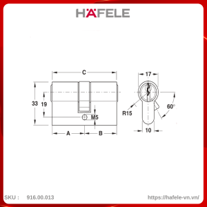 ruot-khoa-2-dau-chia-71mm-hafele-91600013
