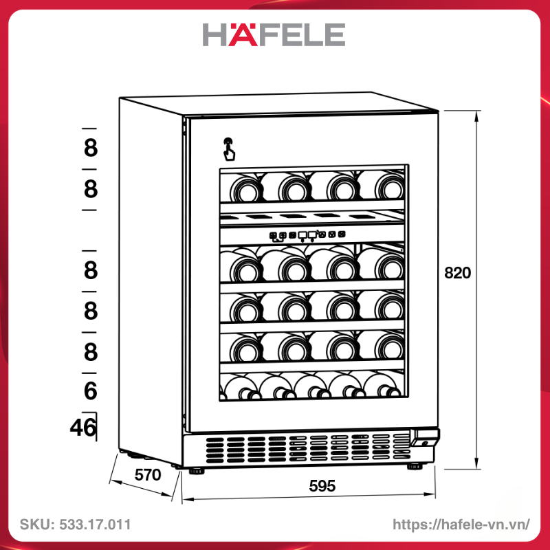 Tủ Bảo Quản Rượu Vang HW-C129FB Hafele 533.17.011 - Ảnh 2