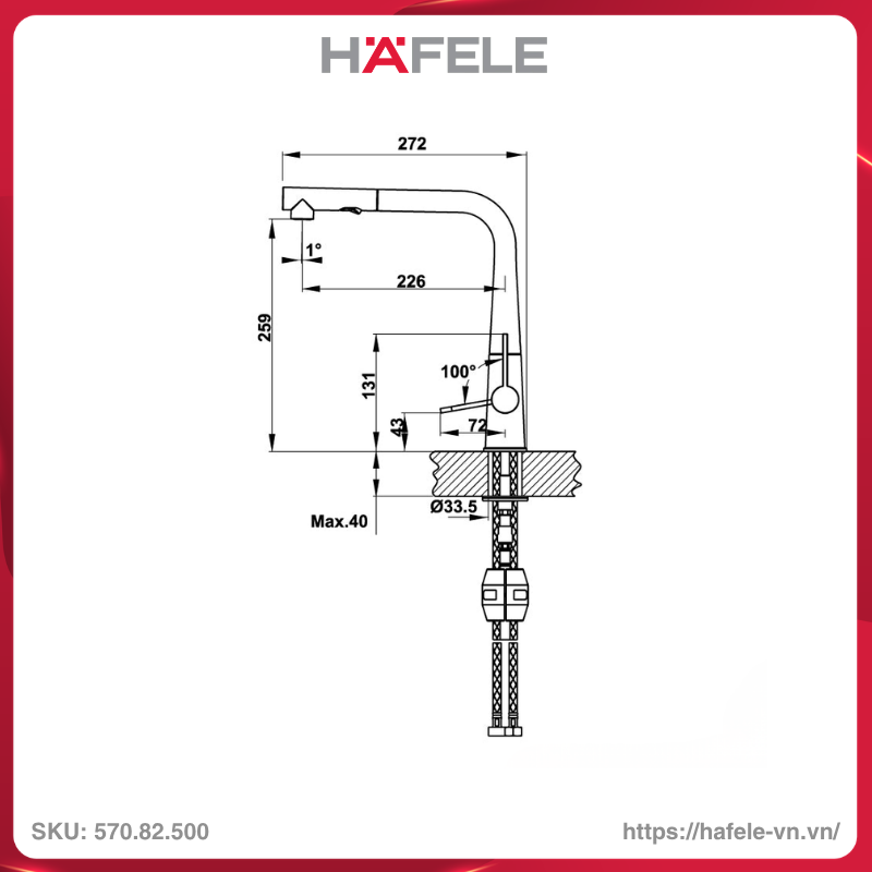 Vòi Rửa Chén HT20-GH1P259 Hafele 570.82.500 - Ảnh 2